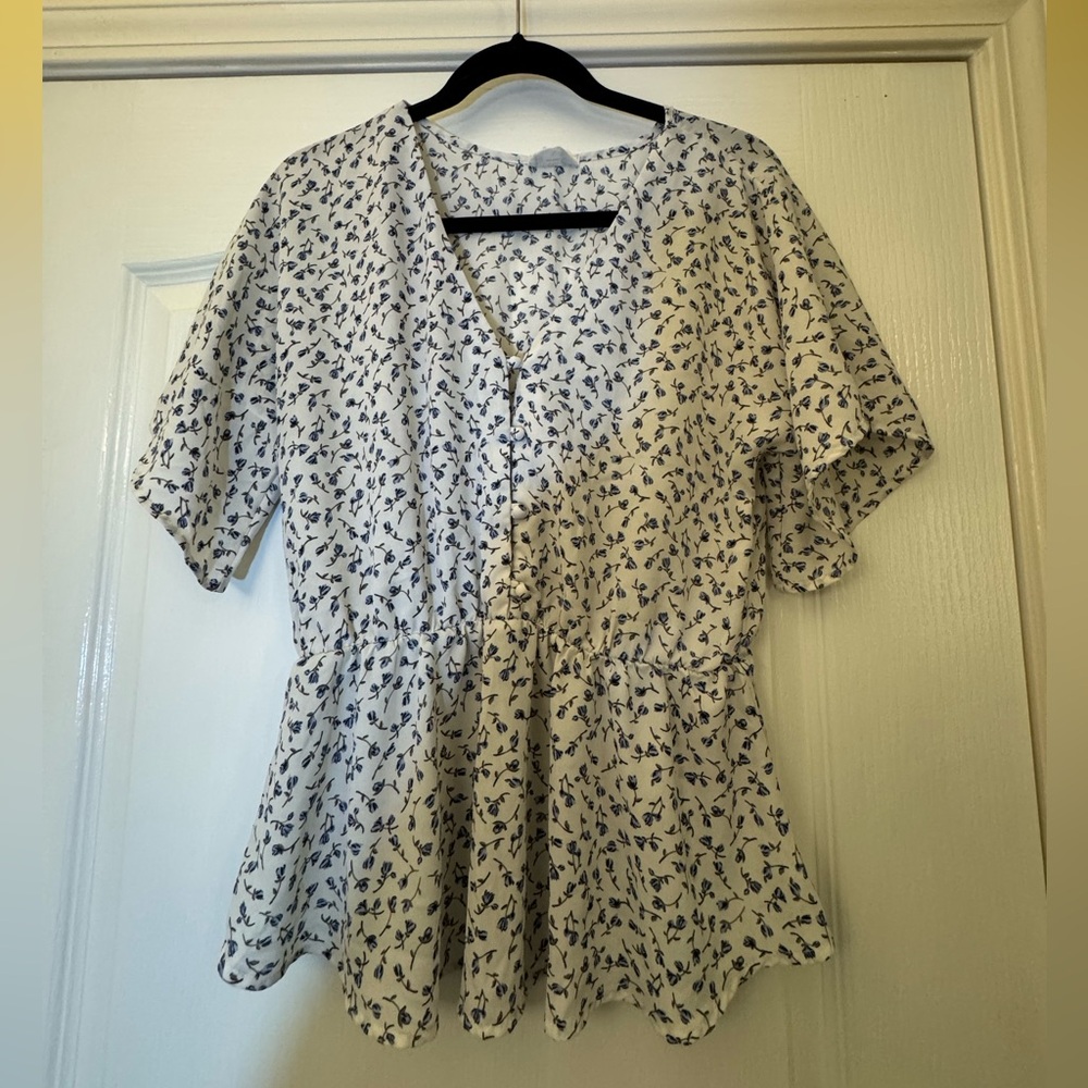 Sienna Sky White and Blue Floral Blouse